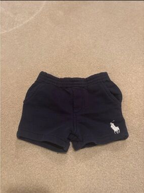 Ralph Lauren Navy Baby Cotton Shorts with Polo Logo